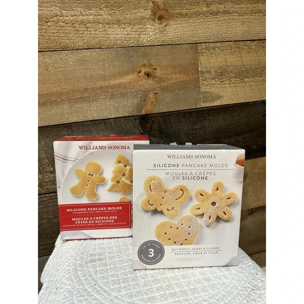 NIB Williams Sonoma Silicone Pancake Molds, 2 Box Lot 6 Molds
